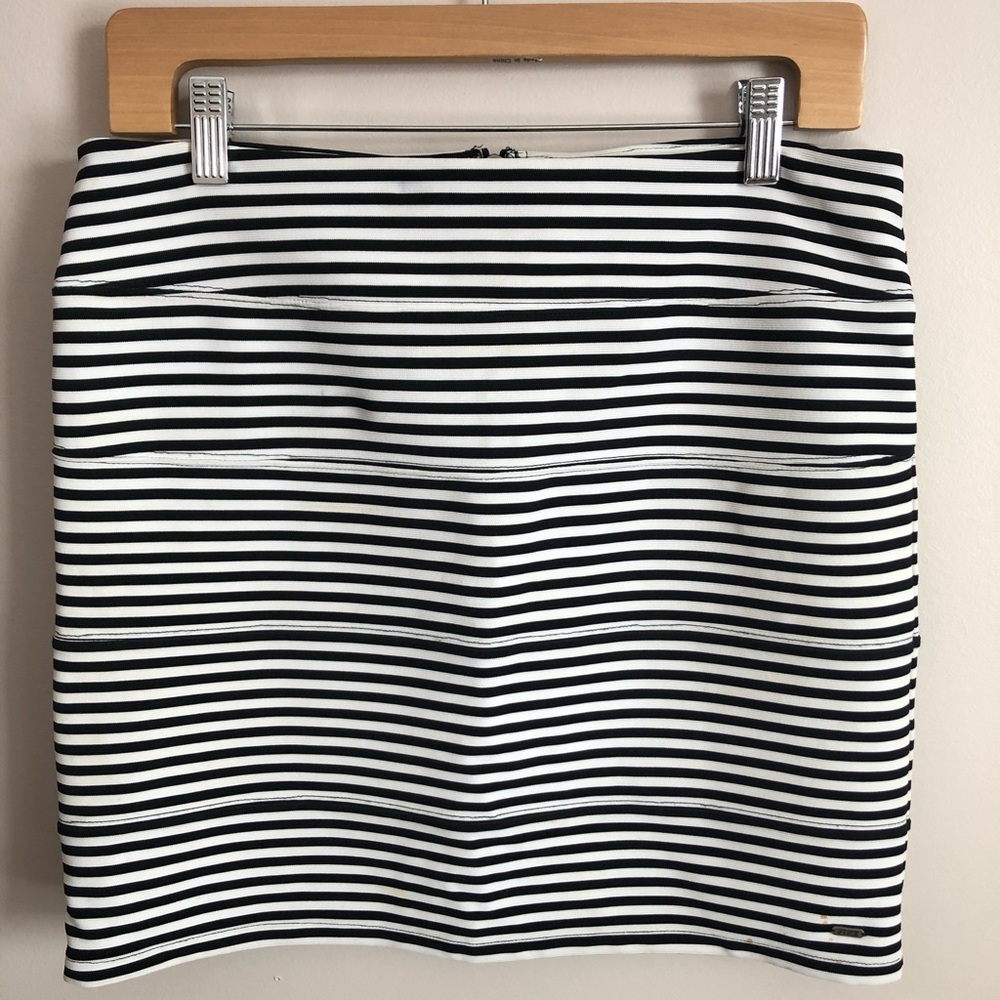 PINK black and white stripe pencil skirt